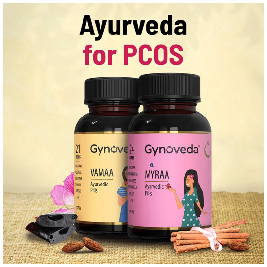 Gynoveda PCOS Vamaa Ayurvedic Pill & Myraa Ayurvedic Pill (120 Each) image