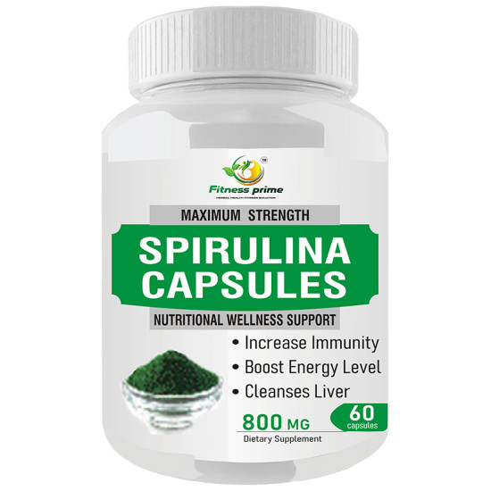 Fitness Prime Maximum Strength Spirulina Nutritional Wellness Support 800mg Capsule image