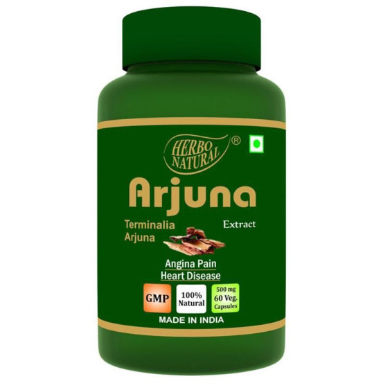 Herbo Natural Arjuna (Terminalia Arjuna) Extract 500mg Veg Capsule image