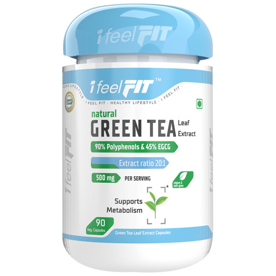 iFeelFIT Natural Green Tea Leaf Extract 90% Polyphenols & 45% EGCG Extract Ratio 20:1 500mg Veg. Capsule image