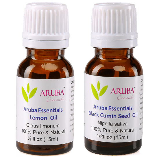 Aruba Essentials Combo Pack of Lemon Oil & Black Cumin Seed Oil (15ml Each) image