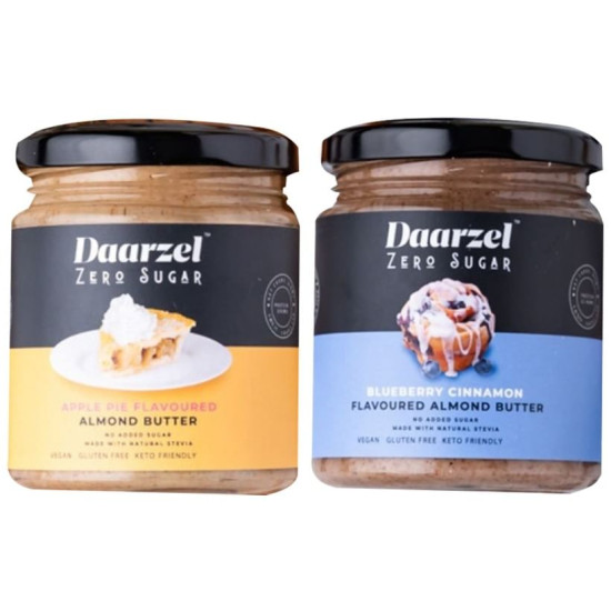 Daarzel Combo Pack of Zero Sugar Apple Pie Flavoured Almond Butter & Blueberry Cinnamon Flavoured Almond Butter (200gm Each) image