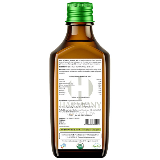 Bliss of Earth Certified Organic Flax Seed Oil image