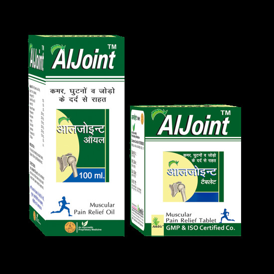 Ambic Combo Pack of AlJoint Muscular Pain Relief Oil 100ml & AlJoint Muscular Pain Relief 60 Tablet image