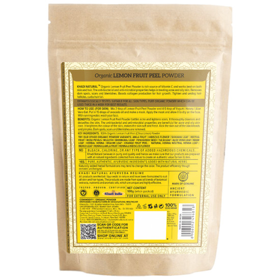 Khadi Naturals Organic Lemon Fruit Peel Powder image