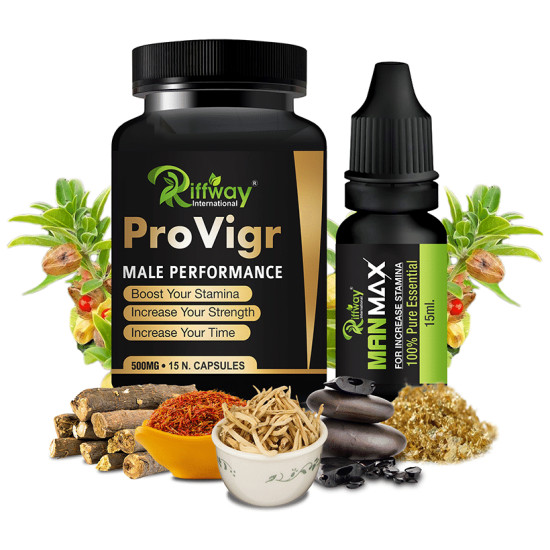 Riffway International Combo Pack of Pro Vigr Male Performance 15 Capsule & Man Max Oil 15ml image