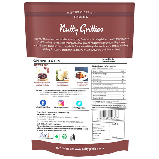 Nutty Gritties Omani Dates (500gm Each) image