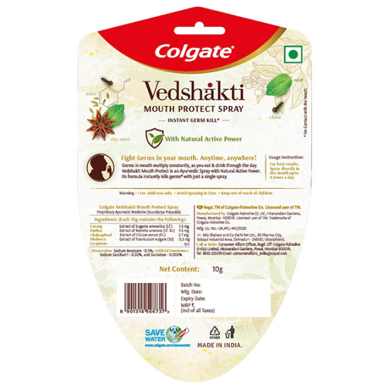 Colgate Vedshakti Mouth Protect Spray (10gm Each) Buy 3 Get 1 Free image