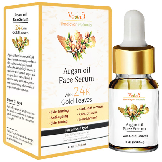 Veda5 Argan Oil Face Serum with 24K Gold Leaves image