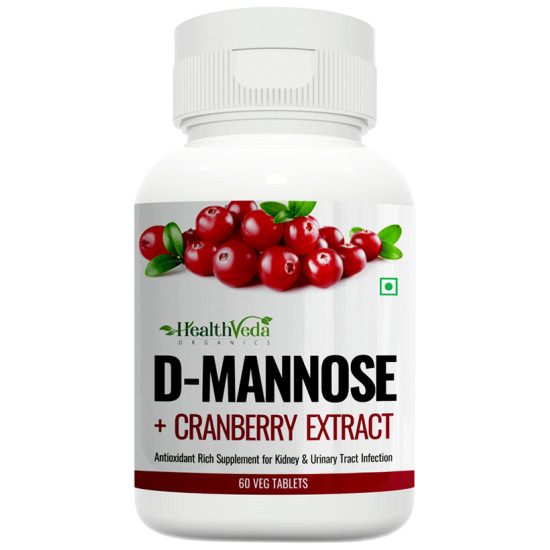 Health Veda Organics D-Mannose + Cranberry Extract Veg Tablet image