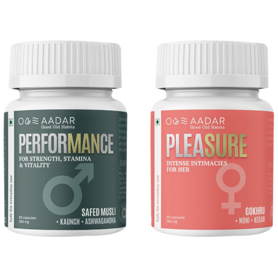 Aadar Combo Pack of Performance 500mg Capsule & Pleasure 500mg Capsule (60 Each) image