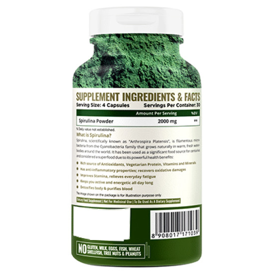 Nature Life Nutrition Spirulina 500mg Vegetarian Capsule image