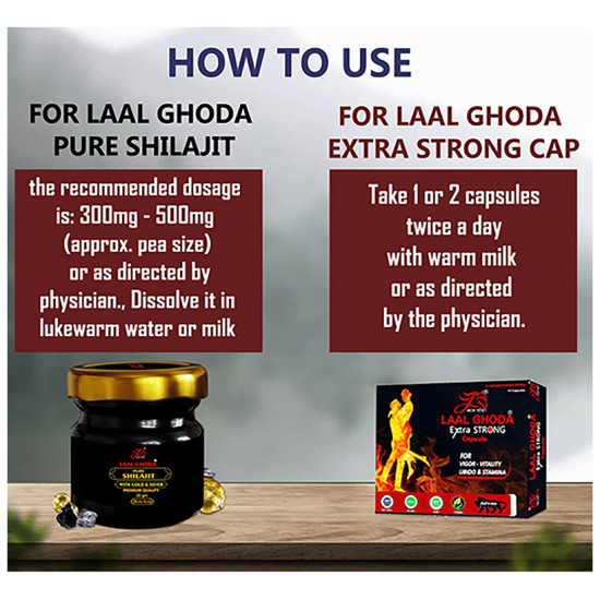 Laal Ghoda Combo Pack of Pure Shilajit Resin Form with Gold & SIlver 20gm & Extra Strong Capsule (10 Each) image