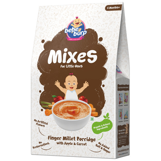 Bebe Burp Combo Pack of 6M+ Mixes Finger Millet Porridge 200gm and 8M+ Ragi Cookies 150gm image