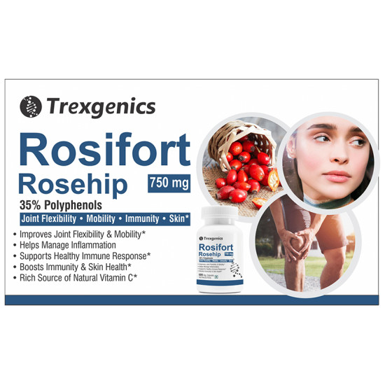 Trexgenics Rosifort Rosehip 35% Polyphenols 750mg Veg Capsule image