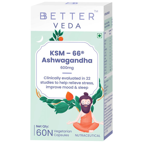 BBetter Veda KSM 66 Ashwagandha 600mg Vegetarian Capsule image