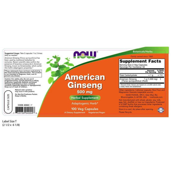 Now American Ginseng 500mg Veg Capsule image