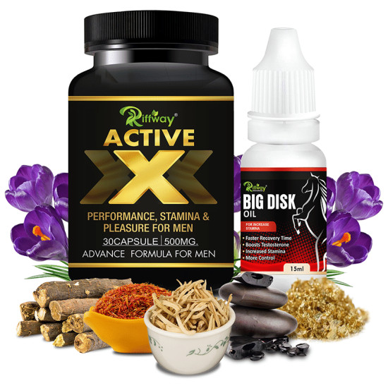 Riffway International Combo Pack of Active X 30 Capsule & Big Disk Oil 15ml image