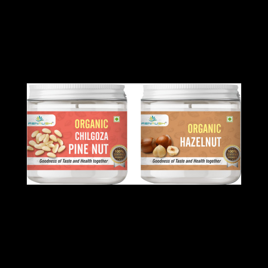 Renaush Combo Pack of Organic Chilgoza Pine Nut 200gm, Organic Hazelnut 250gm image