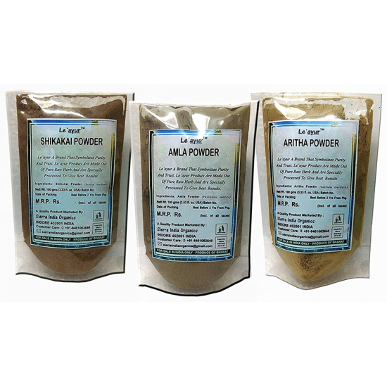 Le' ayur Combo of Amla,Aritha and Shikakai Powder 300g (100g Each) image