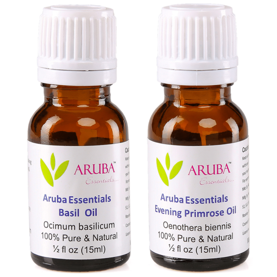 Aruba Essentials Combo Pack of Basil Oil & Evening Primrose Oil (15ml Each) image