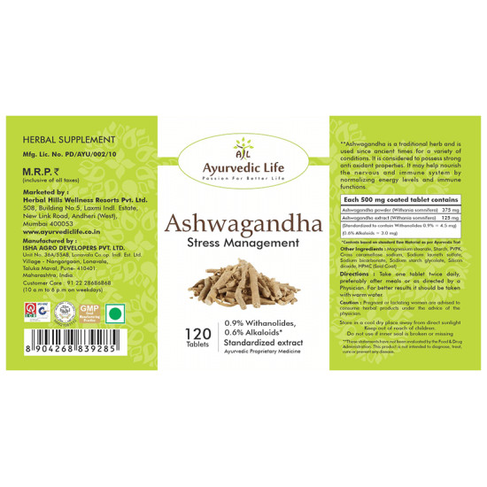 Ayurvedic Life Ashwagandha Stress Management Tablet image