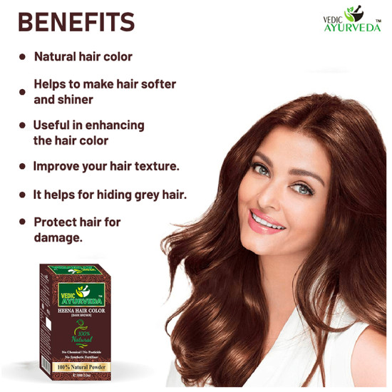 Vedic Ayurveda Heena Hair Color Powder Dark Brown image