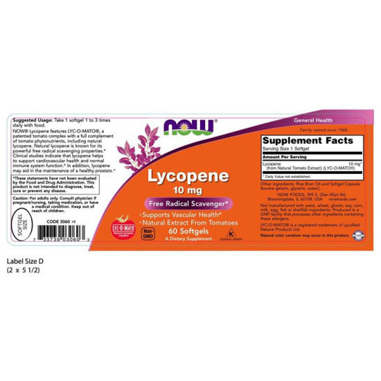 Now Lycopene 10mg Softgels image