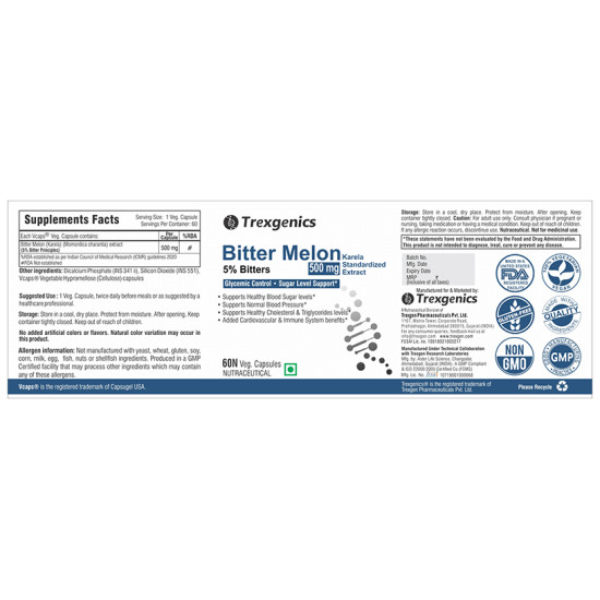 Trexgenics Bitter Melon Karela Extract Veg Capsule image