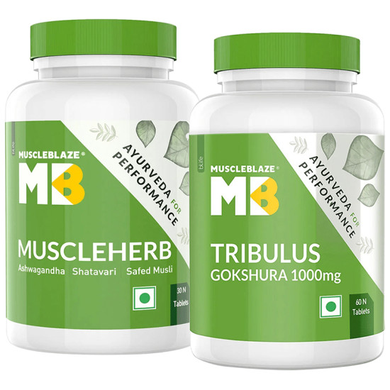 MuscleBlaze MB Combo Pack of Muscleherb 30 Tablet & Tribulus Gokshura 1000mg 60 Tablet image