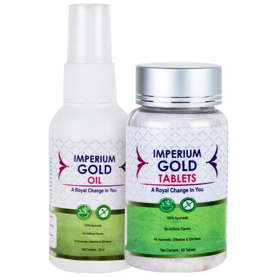 Ayukarma Combo Pack of Imperium Gold Oil 50ml & 60 Tablet image