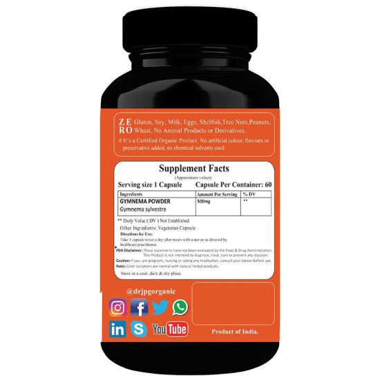 Dr. JPG Organic Gymnema Vegetarian Capsule image