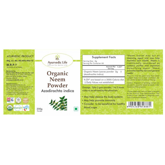 Ayurvedic Life Organic Neem Azadirachta Indica Powder image