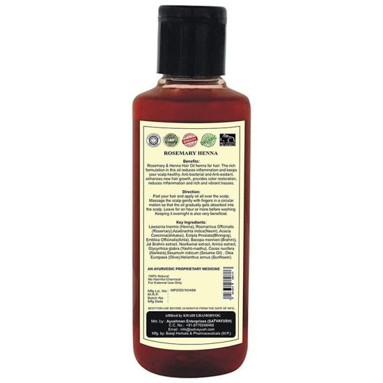 Khadi Naturals Ayurvedic Henna & Rosemary Hair Oil image