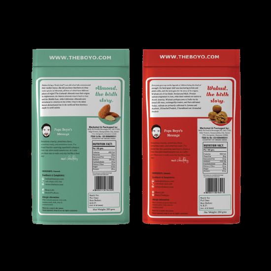 Boyo Combo Pack of Walnut Raw & Almond Raw (250gm Each) image