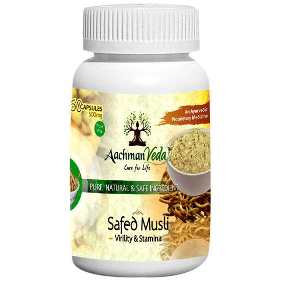 Aachman Veda Safed Musli Virility & Stamina Capsule 500mg (60 Each) image