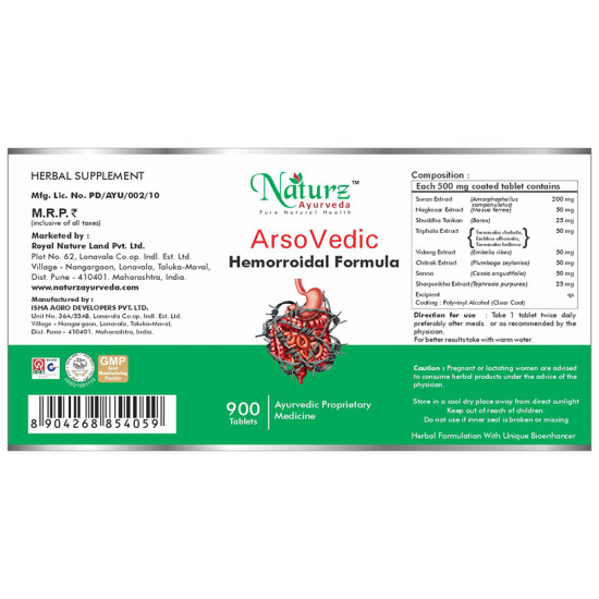 Naturz Ayurveda Arsovedic Hemorroidal Formula Tablet image