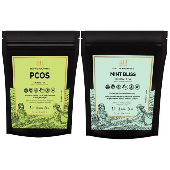 Healthy & Hygiene Combo Pack of PCOS Herbal Tea & Mint Bliss Herbal Tea (100gm Each) image