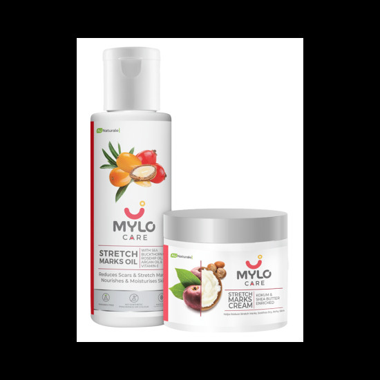 Mylo Care Combo Pack of Stretch Mark Oil and Stretch Marks Cream (100ml Each) image