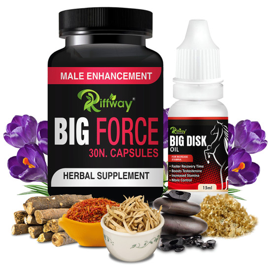 Riffway International Combo Pack of Big Force 30 Capsule & Big Disk Oil 15ml image