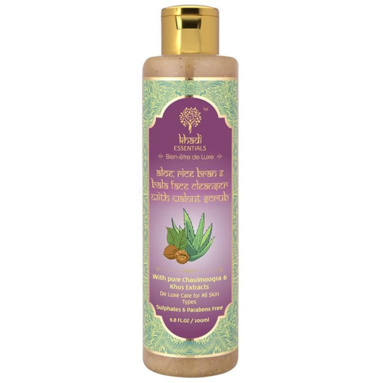 Khadi Essentials Aloe, Rice Bran & Bala Face Cleanser with Walnut Scrub image