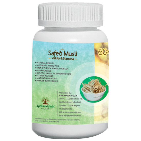 Aachman Veda Safed Musli Virility & Stamina Capsule 500mg (60 Each) image