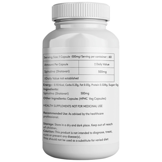 Giosun Spirulina (Shatavari) 500mg Veg Capsule image