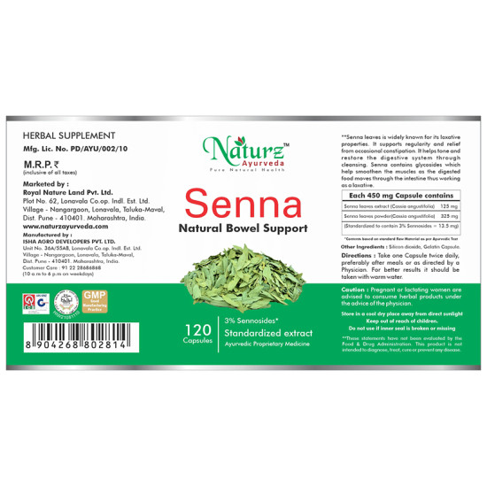 Naturz Ayurveda Senna 450mg Capsule image