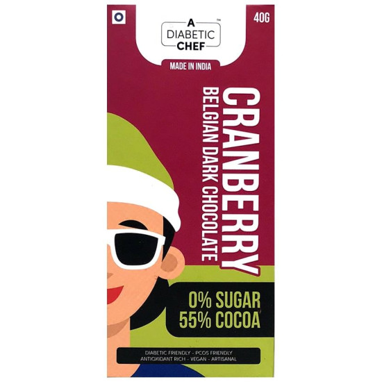 A Diabetic Chef Cranberry Belgian Dark Chocolate (40gm Each) image