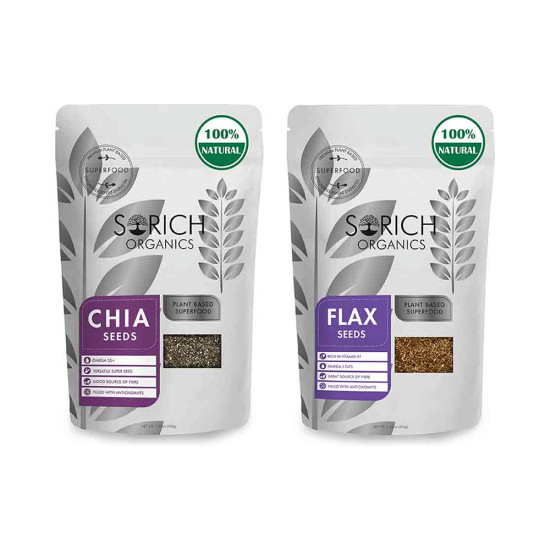 Sorich Organics Combo Pack of Chia Seeds and Flax Seeds (200gm Each) image