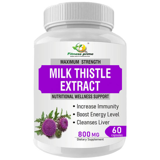 Fitness Prime Maximum Strength Milk Thistle Extract Nutritional Wellness Support 800mg Capsule image