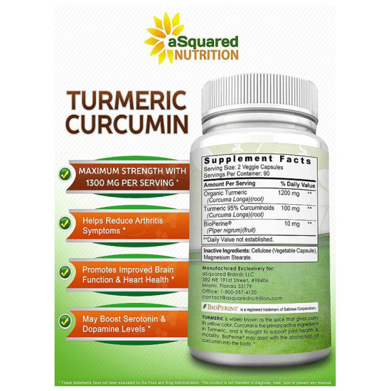 Asquared Nutrition Turmeric Curcumin Capsule image