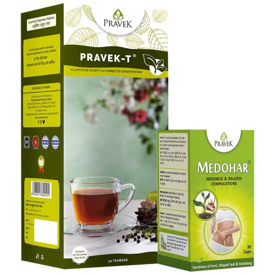 Pravek Combo Pack of Pravek-T 30 Tea Bags and Medohar 30 Capsule image