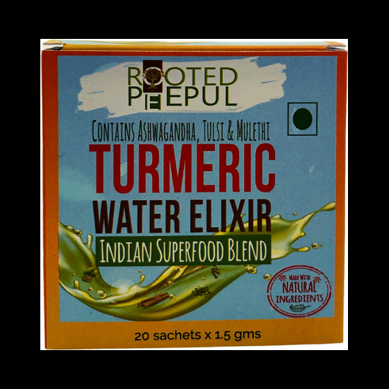 Rooted Peepul Turmeric Water Elixir Indian Superfood Blend Sachet (1.5gm Each) image